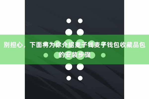 别担心，下面将为你介绍麦子钱麦子钱包收藏品包的安装步骤