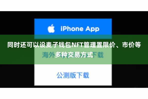 同时还可以设麦子钱包NFT管理置限价、市价等多种交易方式